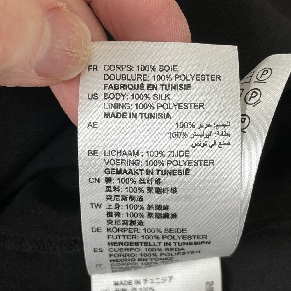 Sandro Whimsical Rock n Roll Silk Dress Size 2 Goth Ruffle Trim Pearl Buttons - Picture 11 of 11